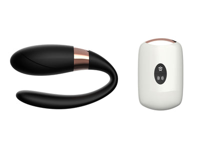 Vibrator pentru cuplu V-Vibe cu 7 moduri de vibratii, telecomanda wireless si incarcare USB, silentios, silicon premium, negru